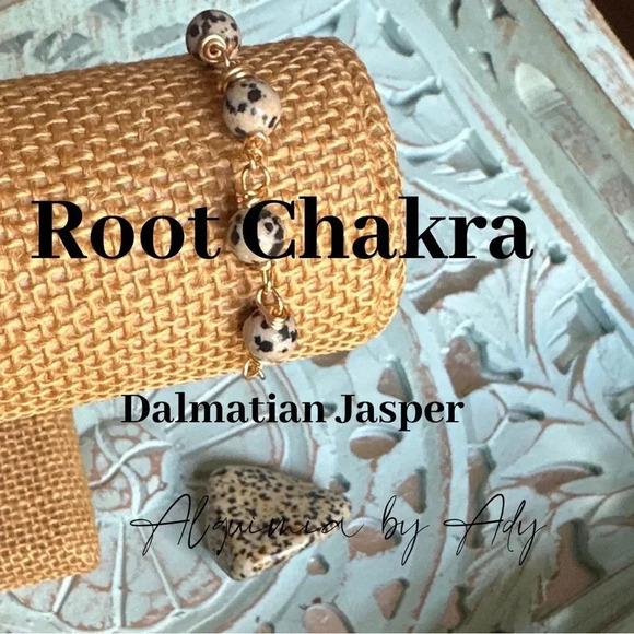 Dalmatian Jasper Rosary ling adjustable gold chain bracelet - Picture 7 of 7